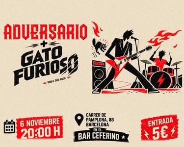 Imagen del evento: Doble dúo rock: Adversario + Gato Furioso